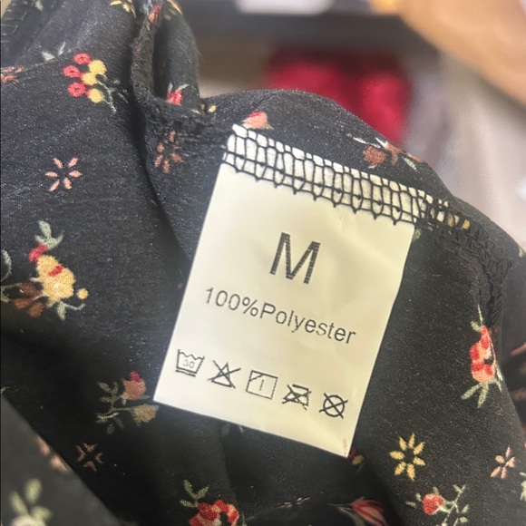 Black Pink Floral Country Prairie Girl Tiered Maxi Dress Size M - Picture 6 of 6
